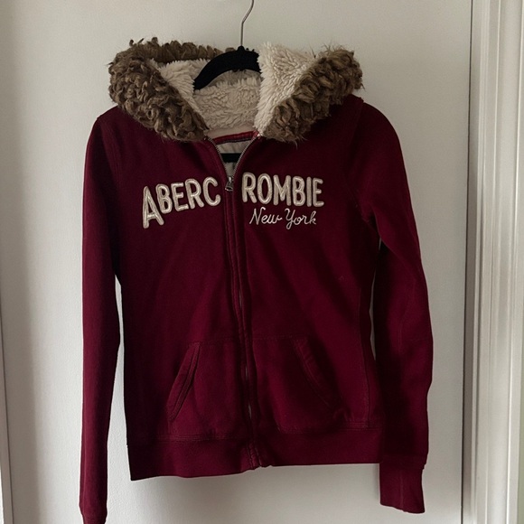 Abercrombie & Fitch Tops - Abercrombie & Fitch Vintage Sherpa Lined Full Zip Hoodie M